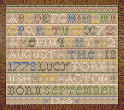 1773 Lucy Forbush Antique Needlework Sampler Digital Download Pattern